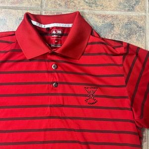 old course st. andrews adidas clima cool polo | men’s size small | red stripes